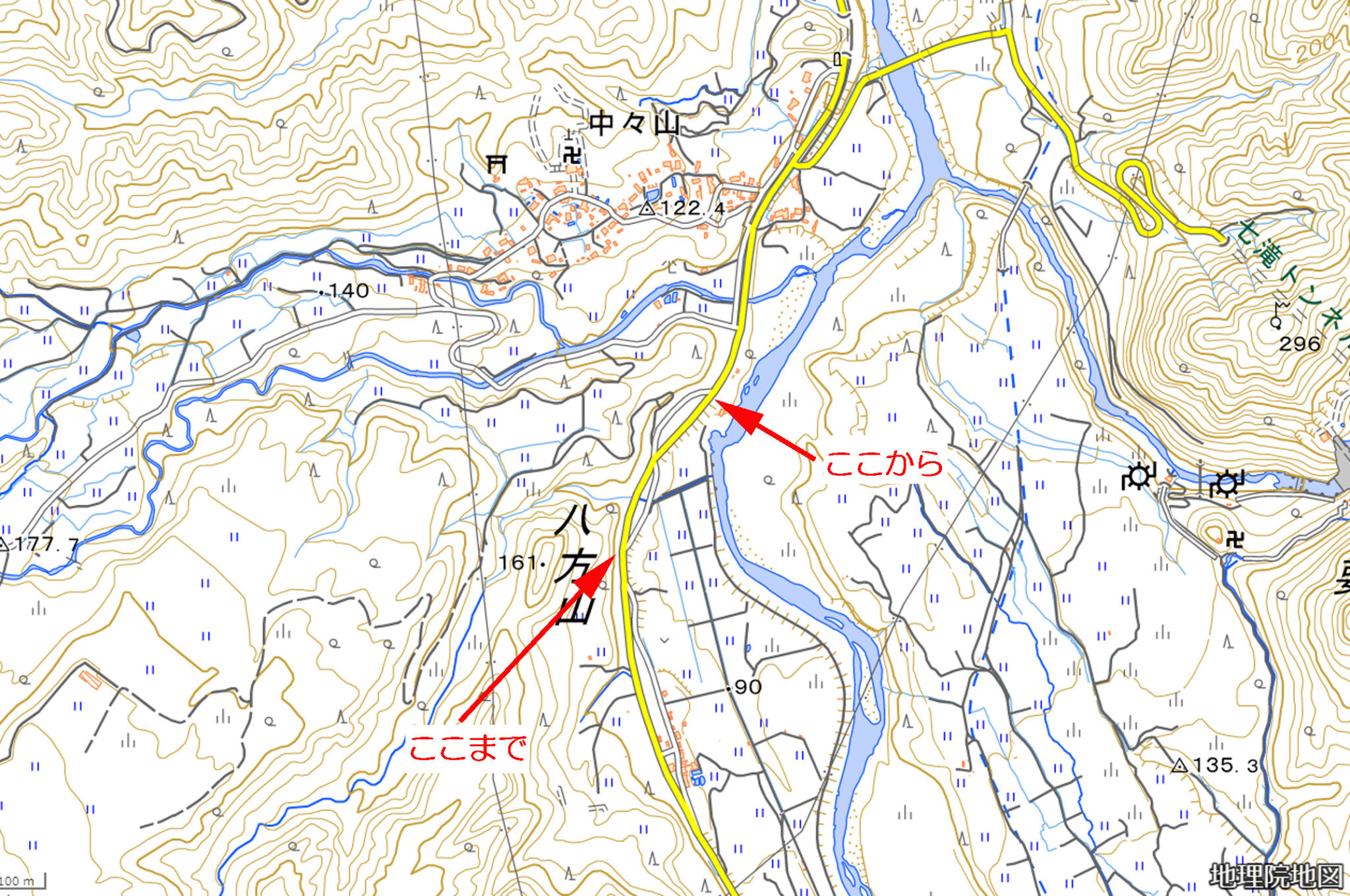 新潟県主要地方道14号 新発田津川線の短い旧道 古の道標